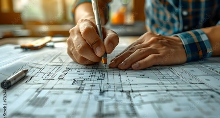 Modern Architect Drafting Plans with Precision. Concept Architectural ...